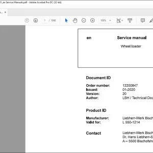 Liebherr L 550 1214 Wheel Loader Service Manual - PDF DOWNLOAD