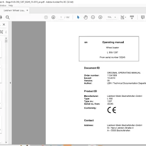 Liebherr L 550 1287 Wheel Loader Operating Manual SN 30245 - PDF DOWNLOAD