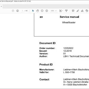 Liebherr L 550 1756 Wheel Loader Service Manual - PDF DOWNLOAD