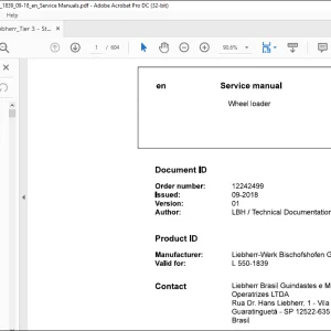 Liebherr L 550 1839 Wheel Loader Service Manual - PDF DOWNLOAD