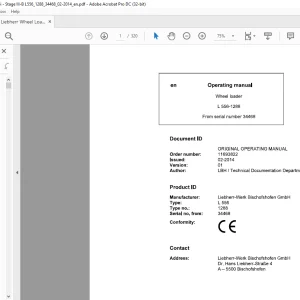 Liebherr L 556 1288 Wheel Loader Operating Manual SN 34468 - PDF DOWNLOAD