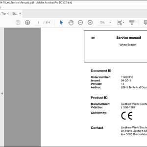 Liebherr L 556 1288 Wheel Loader Service Manual - HeyDownloads - Manual ...