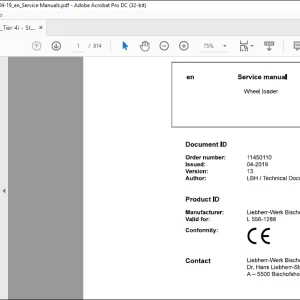 Liebherr L 556 1288 Wheel Loader Service Manual - PDF DOWNLOAD