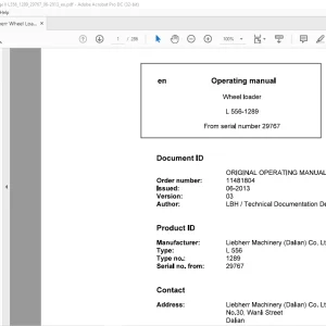 Liebherr L 556 1289 Wheel Loader Operating Manual SN 29767 - PDF DOWNLOAD