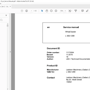 Liebherr L 556 1289 Wheel Loader Service Repair Manual PDF