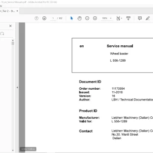 Liebherr L 556 1289 Wheel Loader Service Manual - PDF DOWNLOAD