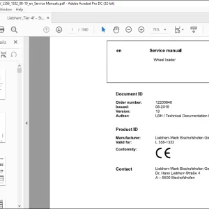 Liebherr L 556 1332 Wheel Loader Service Manual - PDF DOWNLOAD