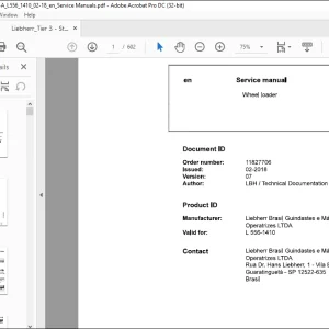 Liebherr L 556 1410 Wheel Loader Service Manual - PDF DOWNLOAD
