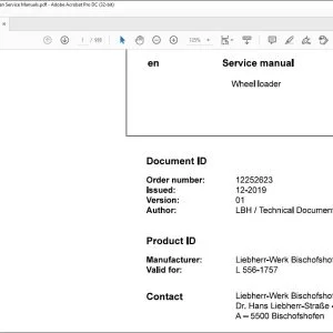 Liebherr L 556 1757 Wheel Loader Service Manual - PDF DOWNLOAD