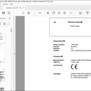 Liebherr L 566 1484 Wheel Loader Repair Manual PDF Download