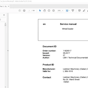 Liebherr L 566 1616 Wheel Loader Service Repair Manual PDF