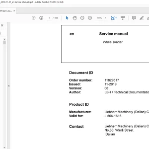 Liebherr L 566 1616 Wheel Loader Service Manual - PDF DOWNLOAD