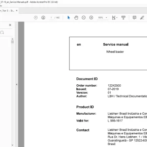 Liebherr L 566 1617 Wheel Loader Technical Service Manual PDF