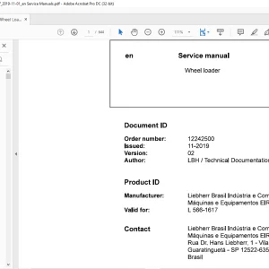 Liebherr L 566 1617 Wheel Loader Service Manual - PDF DOWNLOAD
