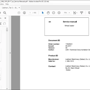 Liebherr L 566 1618 Wheel Loader Service Manual - PDF DOWNLOAD