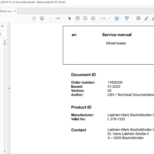 Liebherr L 576 1333 Wheel Loader Service Manual - PDF DOWNLOAD