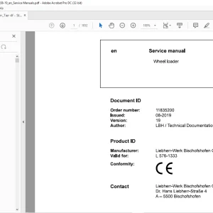 Liebherr L 576 1333 Wheel Loader Service Repair Manual PDF