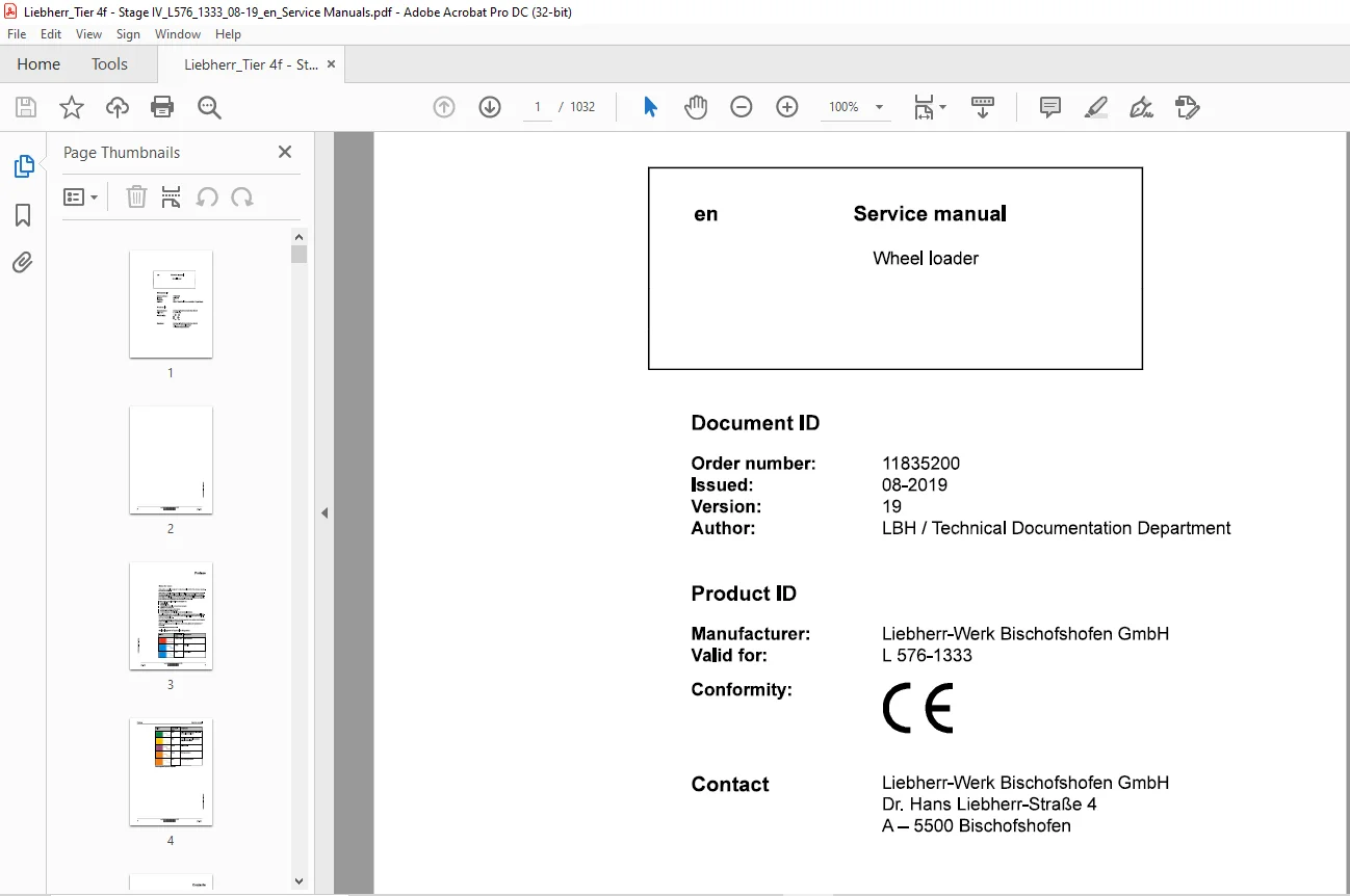 Liebherr L 576 1333 Wheel Loader Service Repair Manual PDF - Image 2