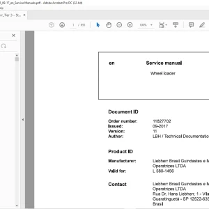 Liebherr L 580 1456 Wheel Loader Service Manual - PDF DOWNLOAD