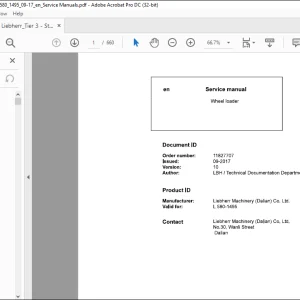 Liebherr L 580 1495 Wheel Loader Repair Manual PDF
