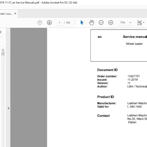Liebherr L 580 1495 Wheel Loader Service Manual - PDF DOWNLOAD