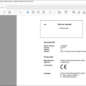 Liebherr L 580 459LG Wheel Loader Service Manual - PDF DOWNLOAD