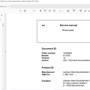 Liebherr L 586 1334 Wheel Loader Service Manual - PDF DOWNLOAD