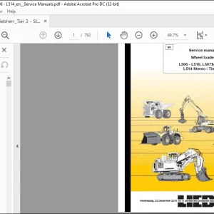 Liebherr L506 - L510 L507S L509S L514 Stereo Tier IIIA Wheel Loader Service Manual - PDF DOWNLOAD