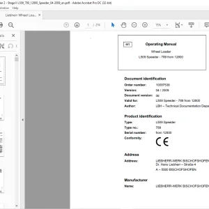Liebherr L509 Speeder - 789 from 12800 Wheel Loader Operating Manual - PDF DOWNLOAD