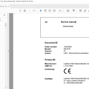 Liebherr L514 1663 Wheel Loader Service Manual - PDF DOWNLOAD