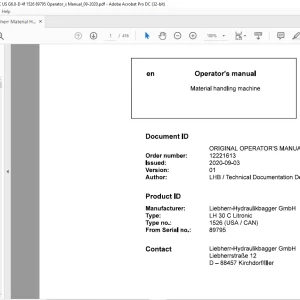 Liebherr LH 30C Litronic Operator's manual - PDF DOWNLOAD