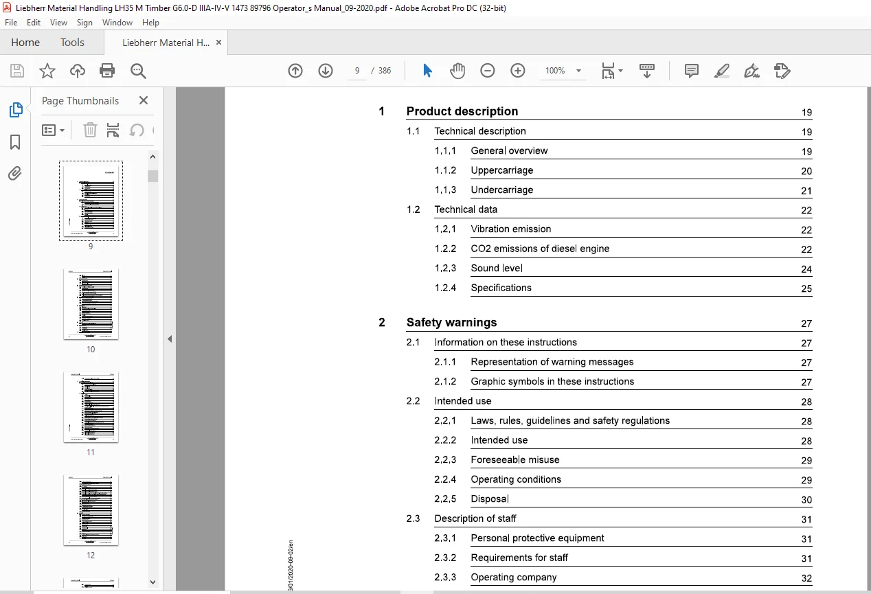 Liebherr LH 35 M Timber Litronic Operator's manual 89796 - PDF DOWNLOAD - Image 3