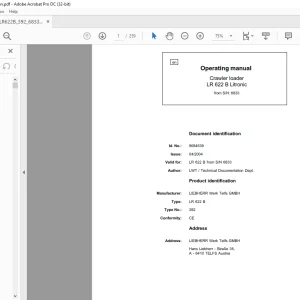 Liebherr LR 622B Litronic 392 Crawler Loader Operating Manual SN 6833 - PDF DOWNLOAD