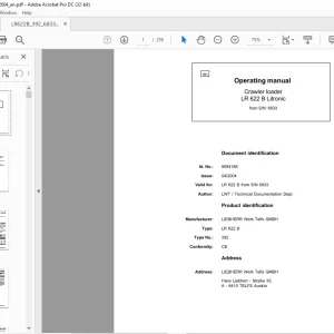 Liebherr LR 622B Litronic 392 Crawler Loader Operating Manual SN 6833 - PDF DOWNLOAD
