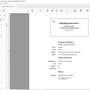 Liebherr LR 624 with steering pedal 997 Crawler Loader Operating Instruction Manual SN 12474 - PDF DOWNLOAD