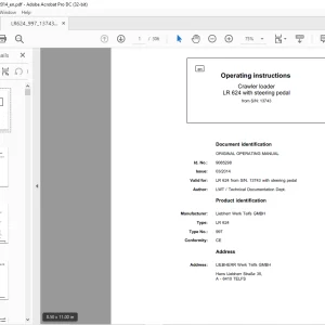 Liebherr LR 624 with steering pedal 997 Crawler Loader Operating Instruction Manual SN 13743 - PDF DOWNLOAD