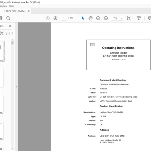 Liebherr LR 624 with steering pedal 997 Crawler Loader Operating Manual SN 12474 - PDF DOWNLOAD