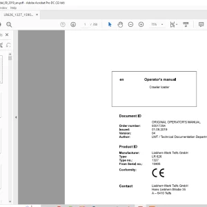 Liebherr LR 626 1327 Crawler Loader Operator's Manual 15905 - PDF DOWNLOAD