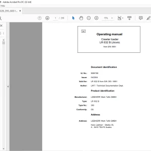 Liebherr LR 632B Litronic 393 Crawler Loader Operating Manual SN 6851 - PDF DOWNLOAD