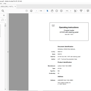 Liebherr LR 634 Crawler Loader Operation Manual SN 11673 PDF Download