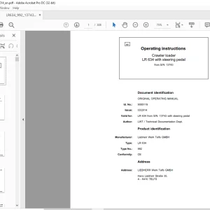 Liebherr LR 634 with steering pedal 992 Crawler Loader Operating Instruction Manual SN 13743 - PDF DOWNLOAD