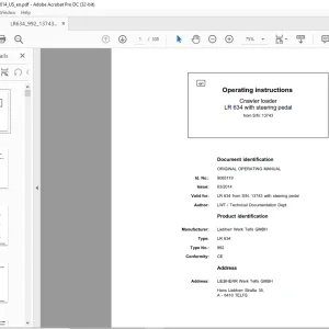 Liebherr LR 634 with steering pedal 992 Crawler Loader Operating Instructions Manual SN 13743 - PDF DOWNLOAD