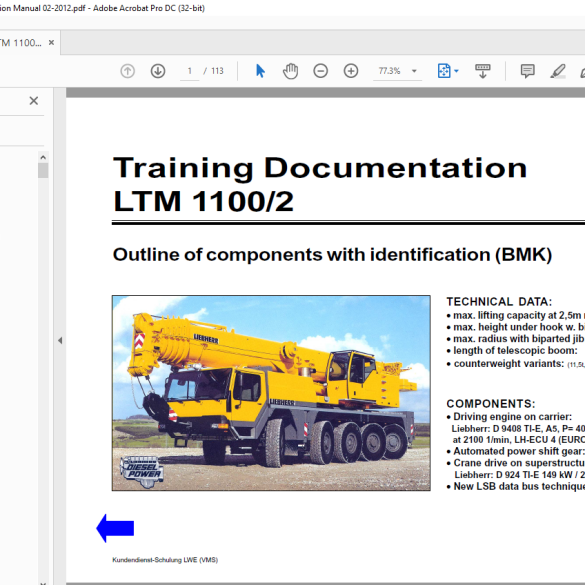 Liebherr LTM 1100-2 Mobile Crane Training Documentation - HeyDownloads ...