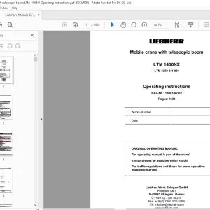 Liebherr LTM 1400NX Mobile crane with telescopic boom Operating instructions Manual - PDF DOWNLOAD