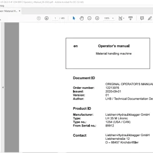 Liebherr Material handling machine LH 40 M Litronic Operator's manual  89396 - PDF DOWNLOAD