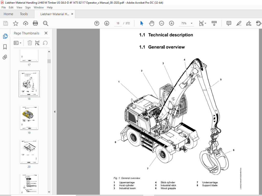 Liebherr Material handling machine LH 50 M Litronic Operator's Manual ...