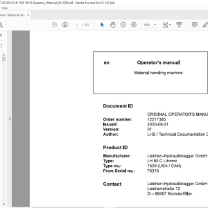 Liebherr Material handling machine LH 80 C Litronic Operator's Manual 76315 - PDF DOWNLOAD