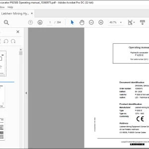 Liebherr P 9250 E Hydraulic Excavator Operating Manual 25312 - PDF DOWNLOAD