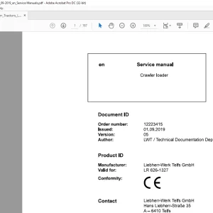 Liebherr PR 626 1327 Crawler Loader Service Manual - PDF DOWNLOAD