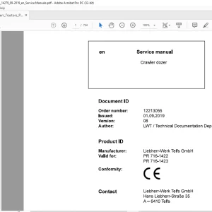 Liebherr PR 716 1422 PR 716 1423 Crawler Dozer Service Manual - PDF DOWNLOAD